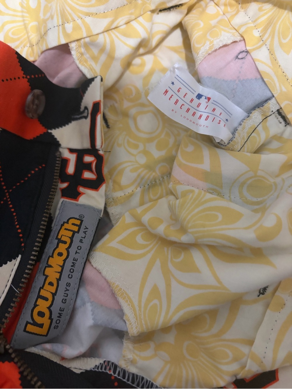 MLB Loudmouth Orange Black White Argyle San Francisco Giants Shorts Size 38 - Picture 4 of 5